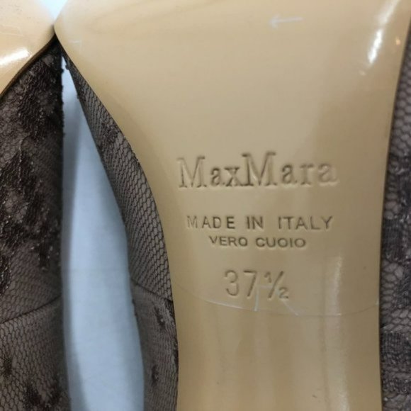 NIB MaxMara Leccio nude lace high heels pointed toe taupe 37.5 - Picture 5 of 7